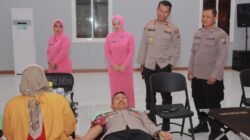 HUT Bhayangkara Ke 79, Gandeng PMI Kab. Blitar Polres Blitar Lakukan Donor Darah